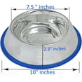 thumbnail image 3 of Set of 2 Etched Stainless Steel Dog Bowls with Blue Silicone Base, 3 of 4