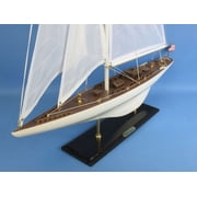 Handcrafted Model Ships INT-R-35 Wooden Intrepid Model Sailboat Decoration - 35 in.