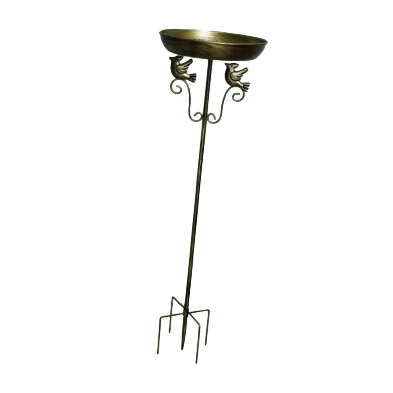 oshhni Bird Bath Feeder Bowl Drinking Decor Metal with Stake for Deck Backyard Lawn