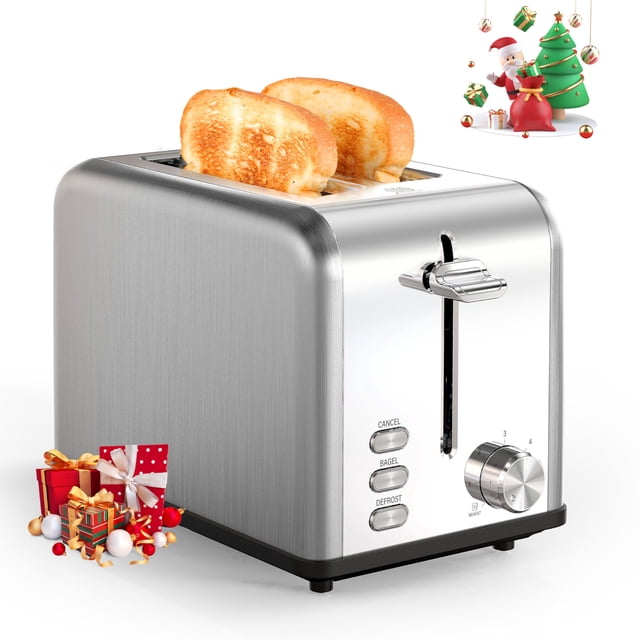 YSSOA Tostadora de acero inoxidable de 2 rebanadas, 6 configuraciones de sombra y funciones de bagel/descongelar/cancelar, con ranura extra ancha y bandeja para migas extraíble, para varios panes y go