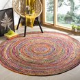 thumbnail image 2 of Safavieh Cape Cod Collection CAP202A Fait à la Main Boho Tressé Jute & Tapis de Coton, 3' x 3' Rond, Rouge / Multi, 2 of 4