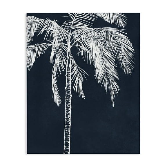 Stupell Industries White Outline Palm Tree Plants & Flowers Painting Wrapped Canvas Art Print Wall Art, 16 x 20