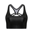 thumbnail image 3 of Hansber Women's Shiny Sport Bras Racer Back Strappy Crop Tops for Raves Festivals Yoga Workout Fitness Black L, 3 of 5
