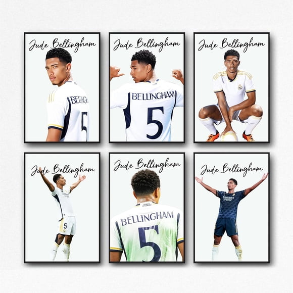 Jude Bellingham Canvas Posters Paper Prints For Boys Bedroom Football Wall Art Bellingham Sports Posters Set Of 6,Unframe 8x12inch