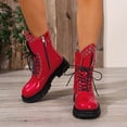 thumbnail image 2 of DeHolifer Women Ankle Boots Lace Up Round Toe Comfotable Lug Sole Party Casual Motorcycle Booties, 2 of 8