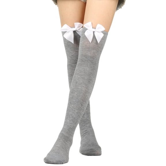 Socks for Women Breathable Long Bowknot Pure Color Thigh High Over The Knee Festival Christmas Lightweight Womens Socks