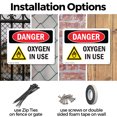 thumbnail image 3 of (2 Pack) Oxygen In Use OSHA Danger Sign 14 Inch X 10 Inch Indoor / Outdoor Rust-Free Aluminum Metal Signs for Workplace, Workshop, and Construction Site, Made in the USA, 3 of 8