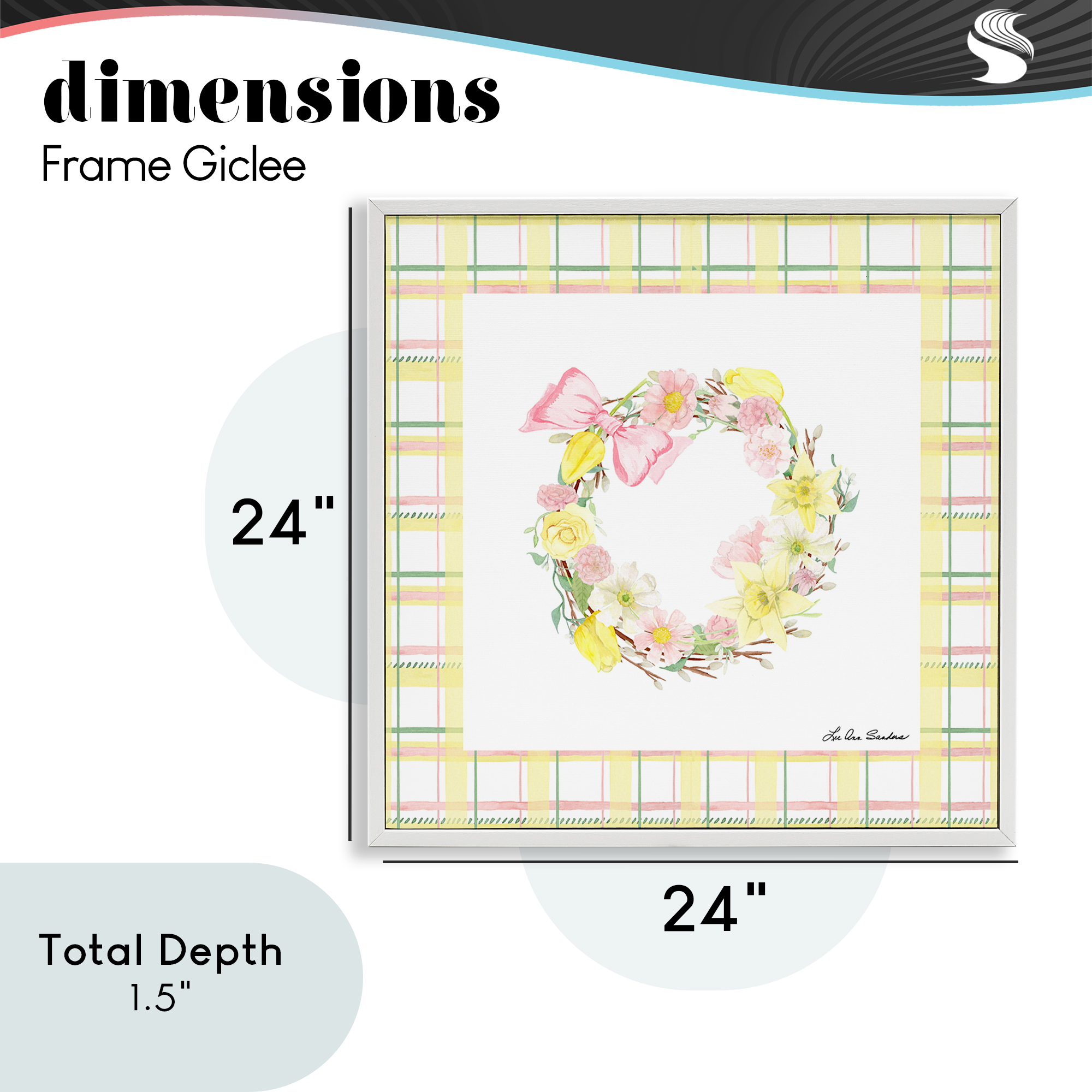 Wreath in Spring Pastels White Framed Giclee Art, design by Lee Ann Sanders