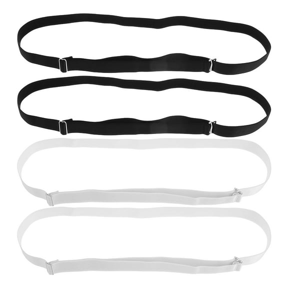 4Pcs Shirt Stay Belt Nonslip Clips for Women Tops Antiwrinkle Straps Bodyhugging Belt Sweater Pleat Band Black and White