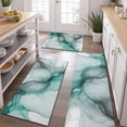 thumbnail image 2 of Green Gray Marble Pattern Kitchen Rugs Sets Of 3,Kitchen Runner Rugs Non Skid Washable,Decorative Kitchen Floor Mats for Kitchen,Sink,Laundry,17"x30"+ 17"x47" + 17"x59", 2 of 6