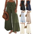 thumbnail image 3 of TRKIYQC Pantalones de Pierna Ancha para Mujer, Cintura Alta Color sólido Cordón Casual Party Club Pantalones Sueltos TRKIYQC  perder, 3 of 5