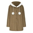thumbnail image 7 of UQJfacai Fleece Jacket Women Faux Fur Trim Casual Button Up Fuzzy Hooded Long Sleeve Cardigan Sweaters Warm Sherpa Coat Outerwear, 7 of 7