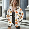thumbnail image 3 of FOR U DESIGNS Thanksgiving Zip Up Hooded Sweatshirt Women Oversized Long Sleeve Hoodies Size XS Pumpkin Hoodie Long Cardigans for Women with Pockets and Drawstring, 3 of 7