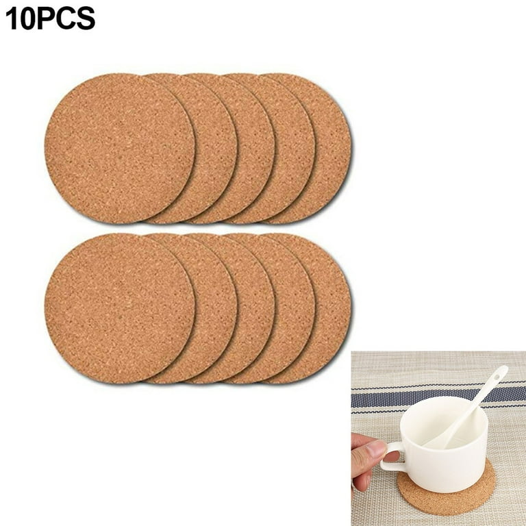 10Pcs Cork Coaster for Drink , Absorbent Heat Resistant Reusable Tea or  Coffee Coaster, Blank Coasters for Crafts 