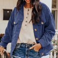 thumbnail image 4 of Yokua Women's Casual Lapel Loose Button Down Long Sleeve Corduroy Jacket with Pockets, 4 of 7