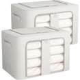 thumbnail image 1 of 2 PCE Bolsas Plegables de Almacenamiento de Ropa,Caja Almacenaje Ropa de Gran Capacidad,Organizador de Ropa con Ventana Transparente y con un mango resistente para Ropa, Mantas y Edredones, 1 of 7