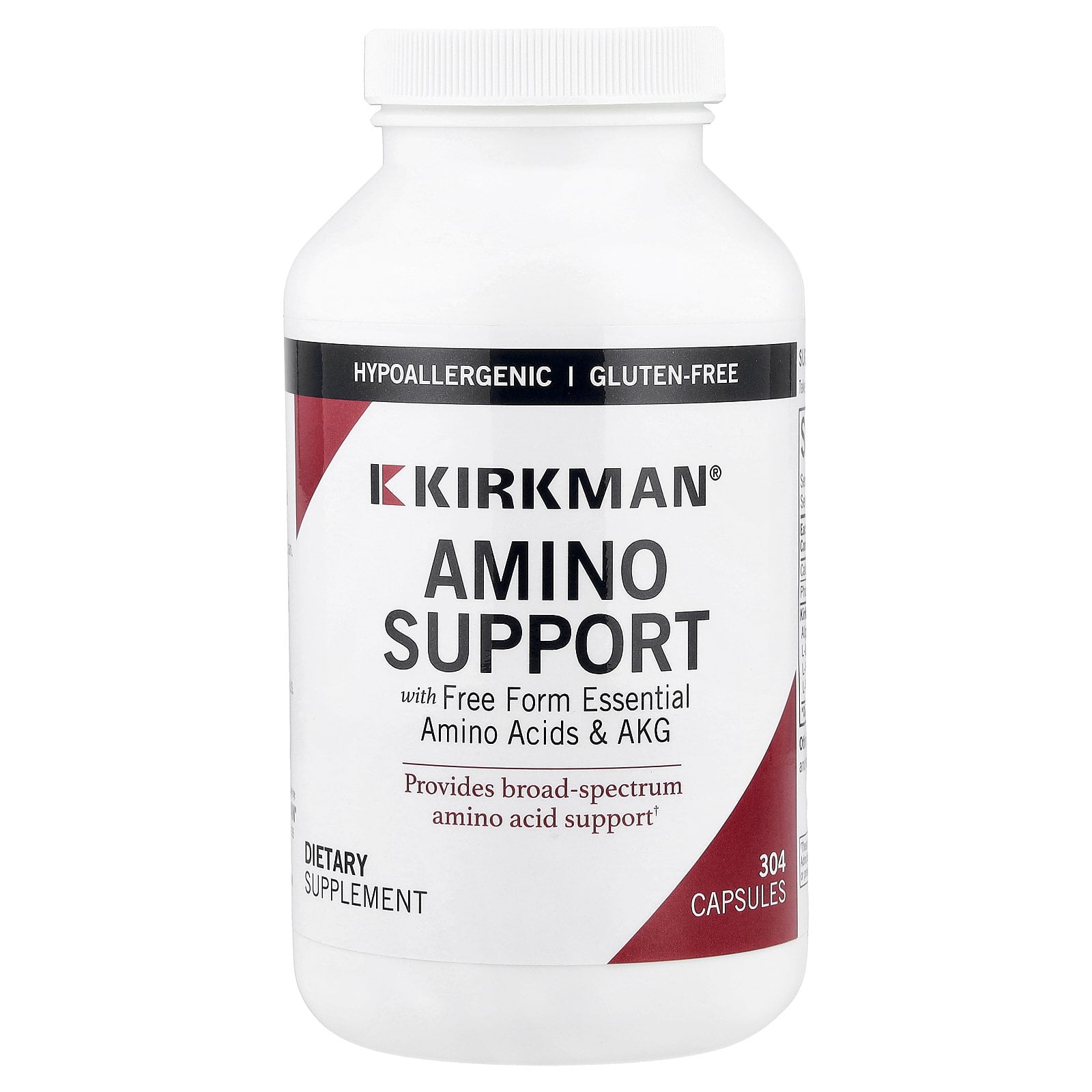Kirkman Labs Amino Support with Free Form Essential Amino Acids & AKG, 304 Capsules