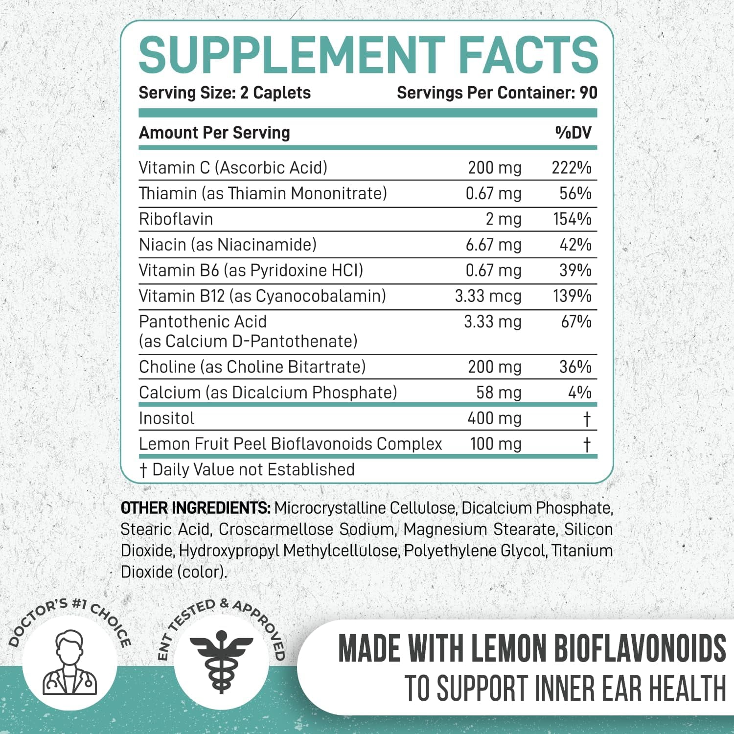 Enliven Tinnitus Relief Formula, Extra Strength for Ringing Ears, 180 Caplets - Tinnitus Relief 1500mg