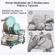 thumbnail image 5 of Escurridor de platos de acero inoxidable grande de 2 niveles para encimera de cocina con escurridor metal a prueba de óxido ahorro de espacio estética, 5 of 8