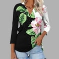 thumbnail image 2 of CYMMPU 3/4 Sleeve Blouses for Women Dressy Casual Summer Trendy Shirts V Neck Spring Tops Floral Pattern Loose Fit Tunic Tops Business Elegant Work Tops T-Shirts Black L, 2 of 4