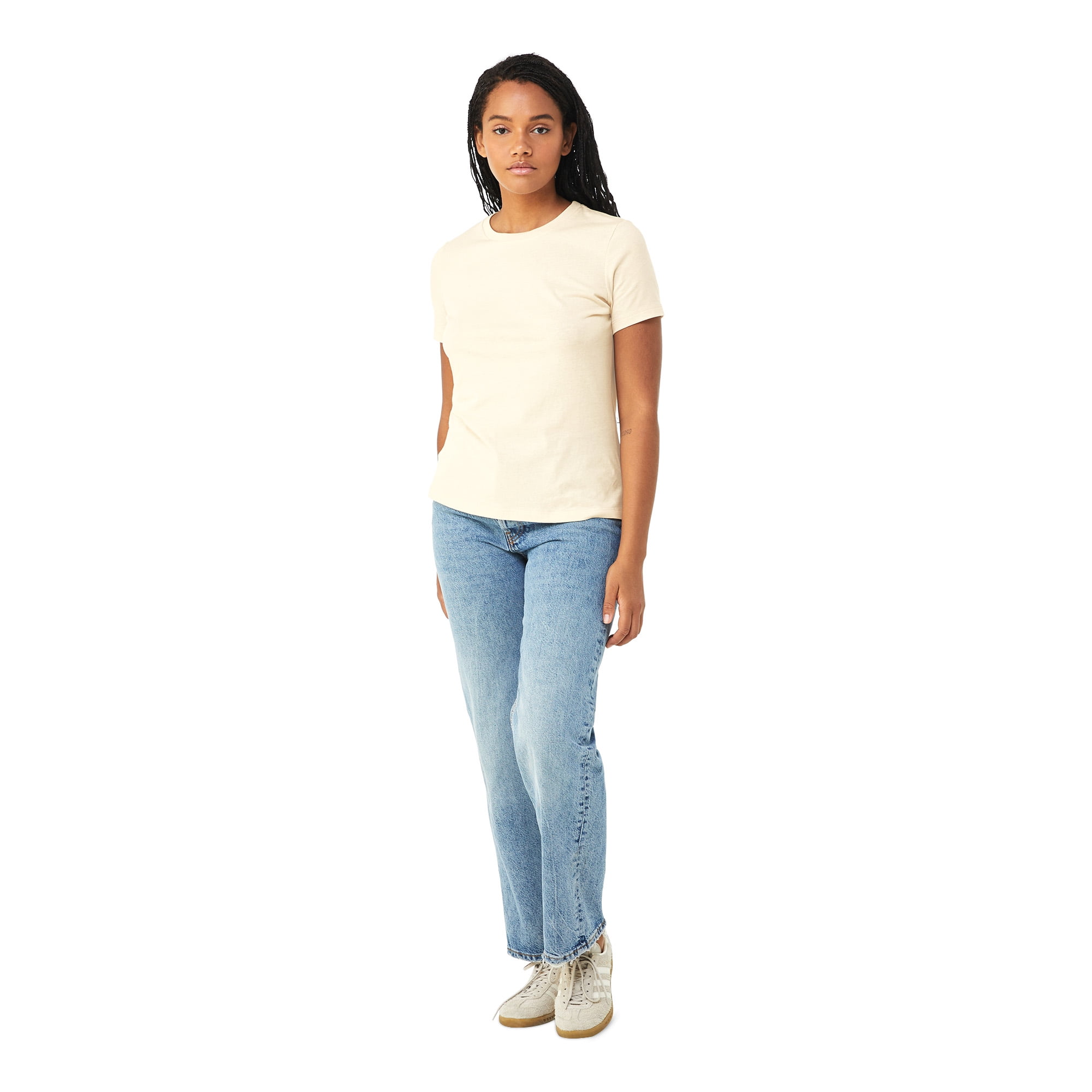 BELLA+CANVAS Women's Relaxed Crew Neck T-Shirt for Crafting, Natural, Large