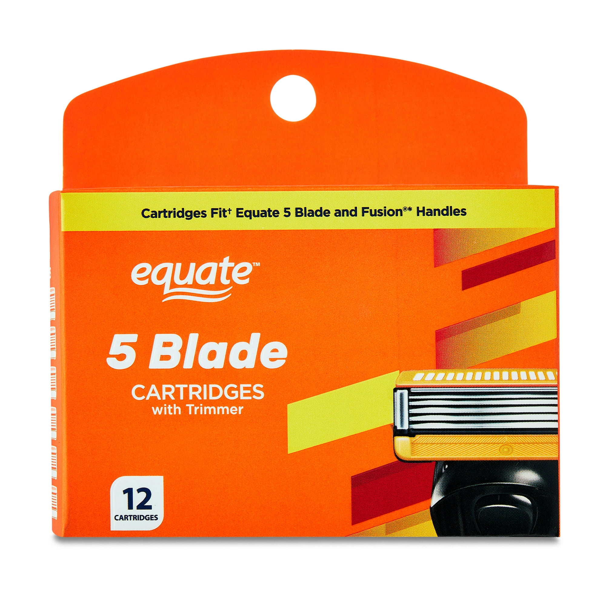 Equate Men's 5-Blade Cartridge Refills with Trimmer for Equate 5-Blade and Fusion Handles, 12 Count
