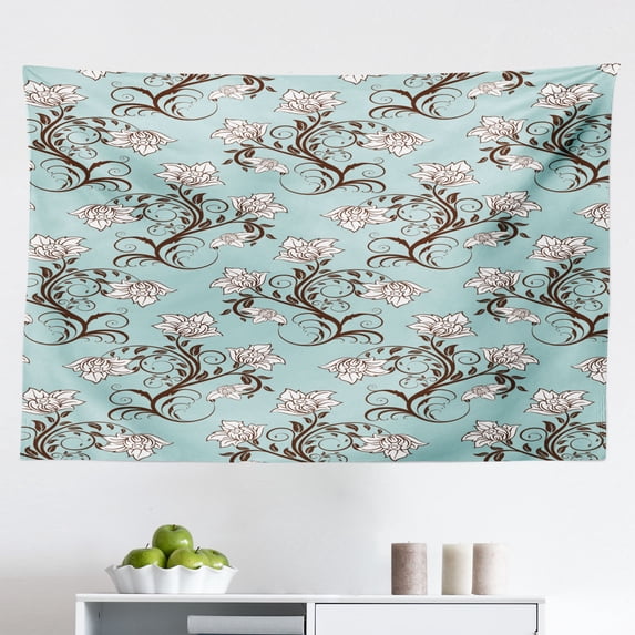 Watercolor Tapestry, Paintbrush Artwork of Summer Flowers Branches, Fabric Wall Hanging Decor for Bedroom Living Room Dorm, 2 Sizes, Grey Violet, by Ambesonne