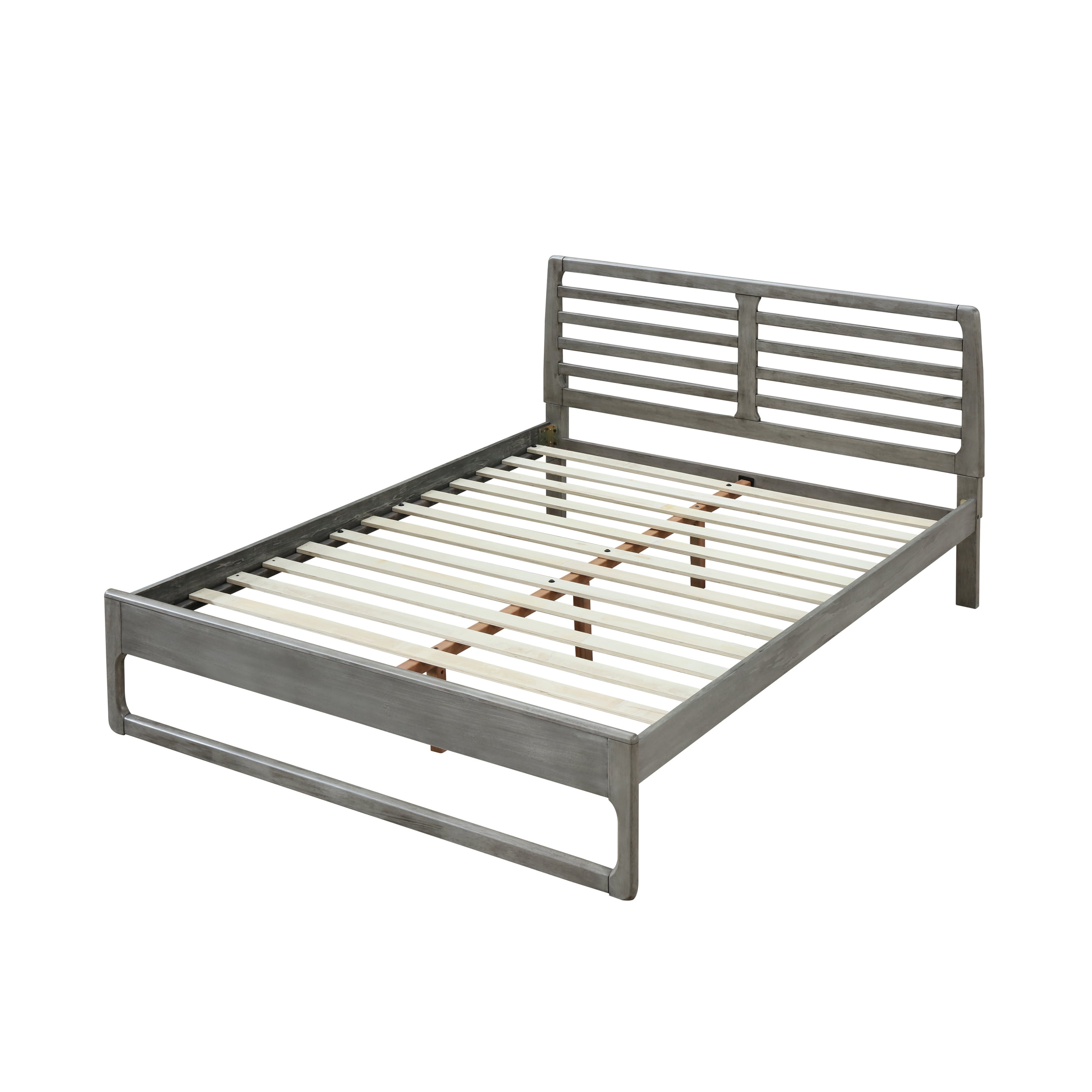 Noble House Amiyah Transitional Wooden Queen Platform Bed, Rustic Gray