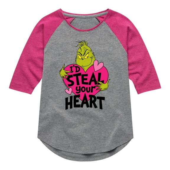 The Grinch - I'd Steal Your Heart  - Toddler & Youth Girls Raglan Graphic T-Shirt