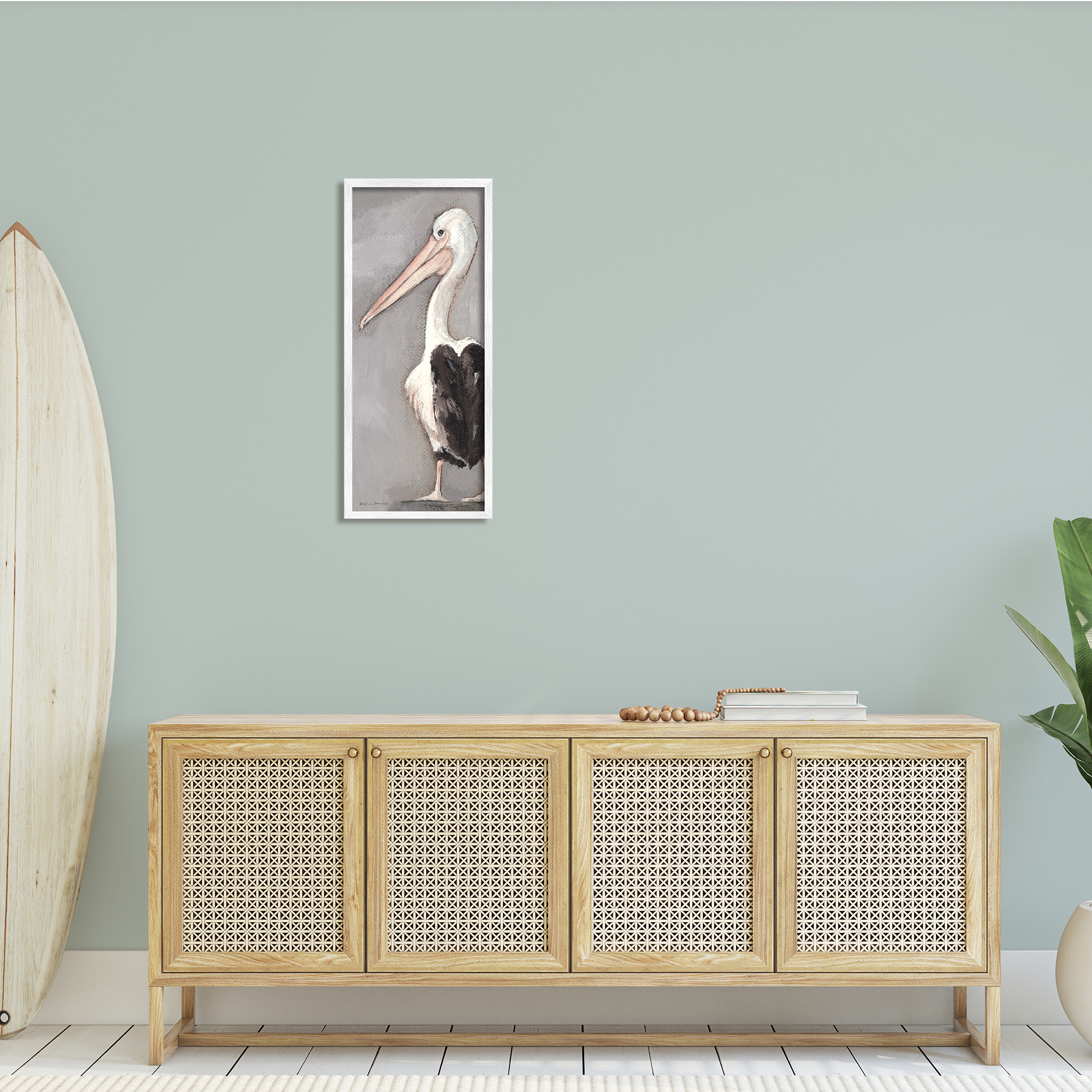 Stupell Industries Beach Pelican Portrait Long Beak Waterfowl Bird, 13 x 30, Design by Stephanie Workman Marrott