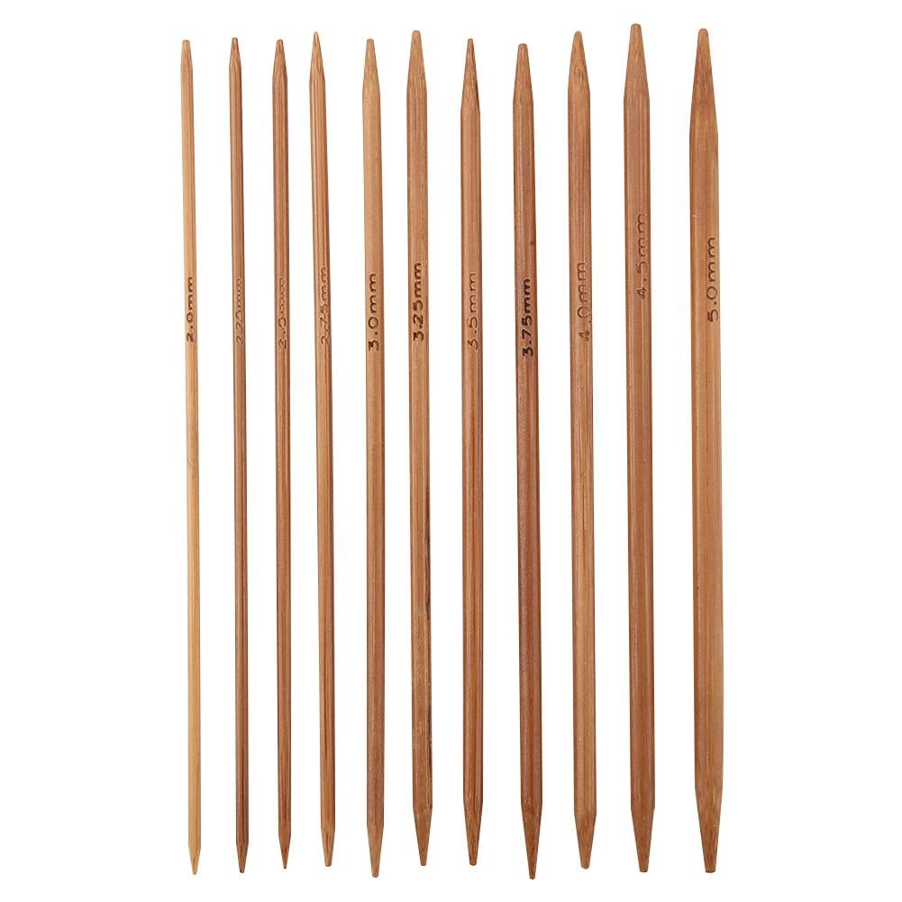 Tebru Set of 11 Carbonized Bamboo Double Pointed Knitting Needles Set 11 Sizes (5.1in/13cm), Bamboo Double Pointed Needles, Bamboo Knitting Needles