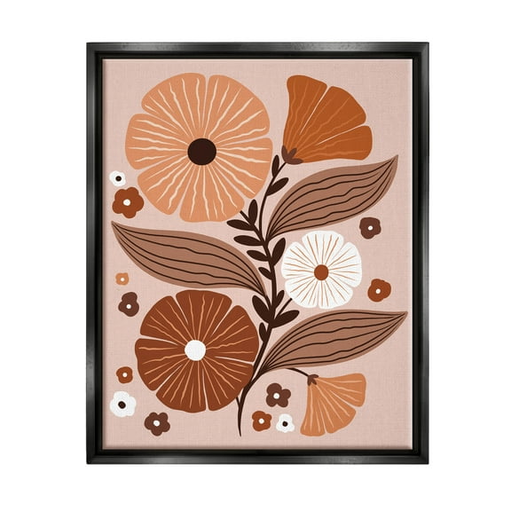 Neutral Tones Flower Shapes Botanical & Floral Graphic Art Jet Black Framed Art Print Wall Art