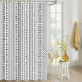 thumbnail image 4 of Fabric Shower Curtain, Boho Black Polka Dot Striped Geometric Farmhouse Style Bathroom Curtain with 12 Hooks Waterproof No Bad Odor Machine Washable Bath Curtains for Bathroom, Spa Room, 72"x84", 4 of 6