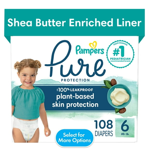 Pampers Pure Diapers Size 6, 108 Count (Select for More Options)