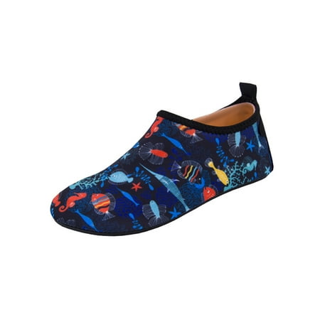 

Ymiytan Kids Water Shoes Barefoot Beach Shoe Slip On Aqua Socks Summer Comfort Anti-Slip Quick Dry Flats Underwater World 6.5C-7C