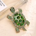 thumbnail image 4 of Cute Turtle Brooch Pin Crystal Rhinestones Green Marine Animals Lovely Lapel Pin Dress Accessories Boutonniere Corsage for Hat Bag Gold Tone Great Gift for Wife Sisters Friends Daily Wear Dating, 4 of 5