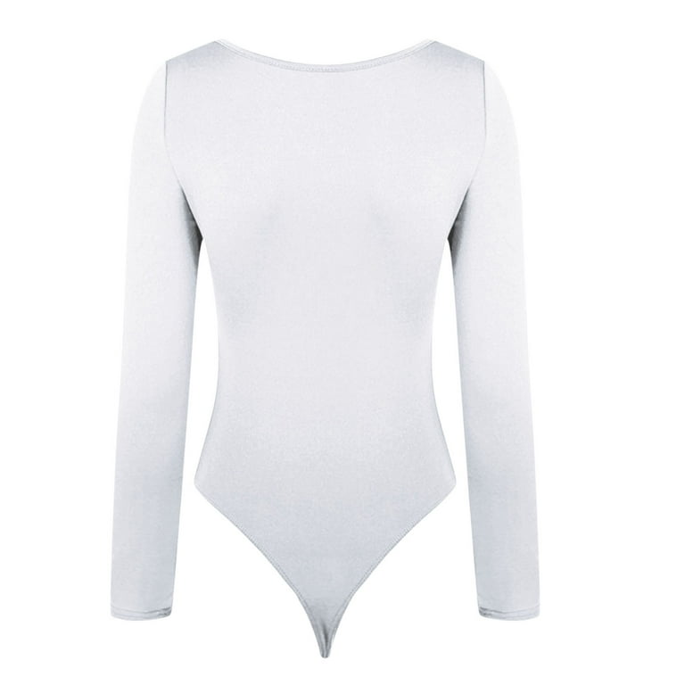 KIKIMINK Shapewear Bodysuit for Women Tummy Control Long Sleeve Square Neck  Seamless Body Shaper Tops Thong