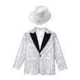 thumbnail image 3 of Miaeowve Boys Sequins Lapel Blazer Tuxedo Suit Jacket 1 Button Coat Wedding Birthday Party Formal Silver 10, 3 of 6