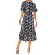 thumbnail image 5 of Sunloudy Vestido de verano para mujer, cuello en V, manga corta, cintura alta, dobladillo con volantes, estampado floral, vestidos midi Sunloudy S M L XL XXL, 5 of 8