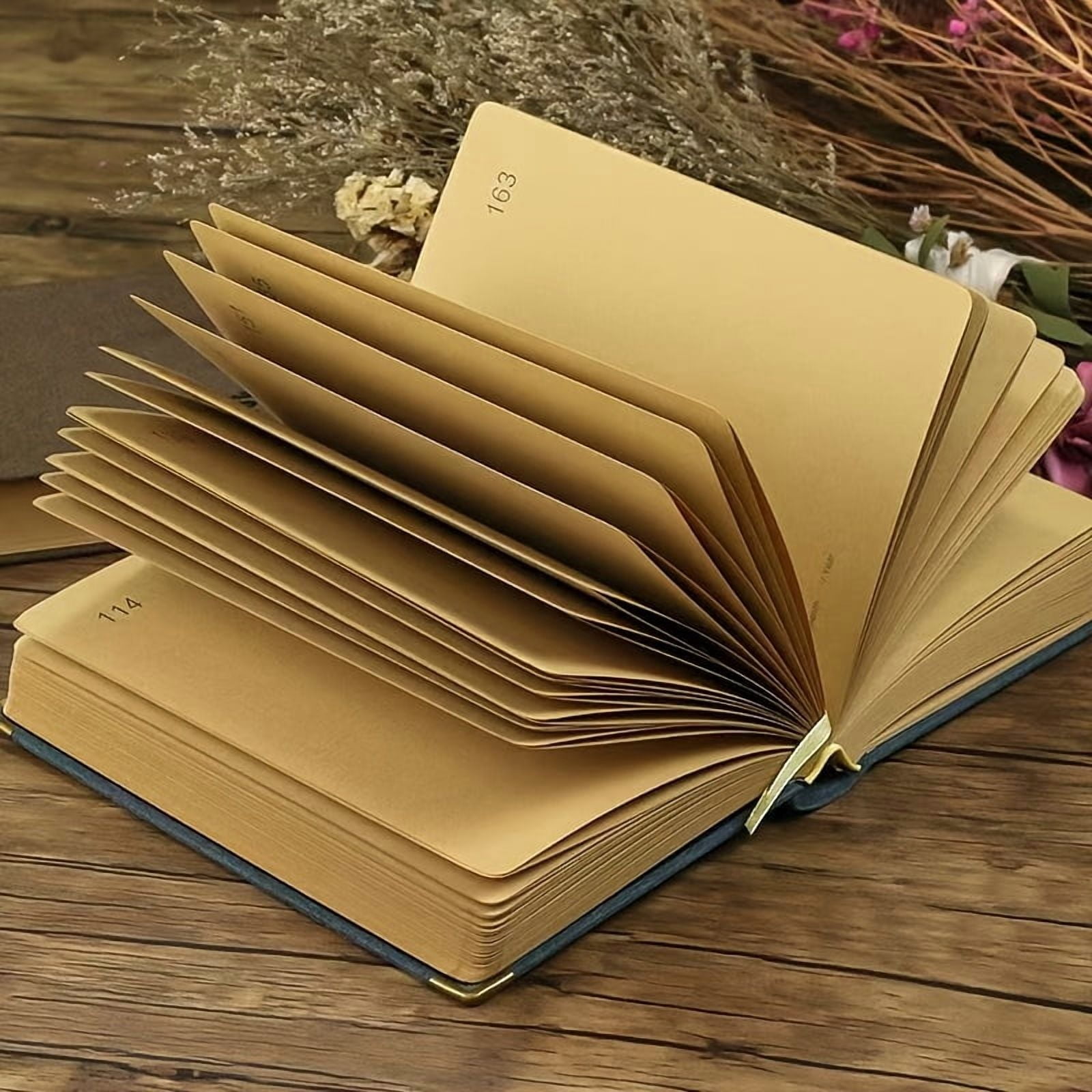 Fanruina vintage hardcover notebook for women with 388 pages, A5 size and thick blank kraft paper