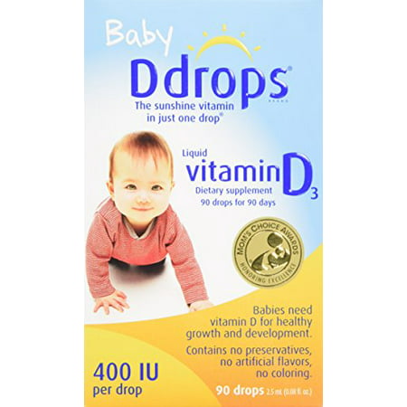 4 Pack Baby Ddrops Liquid Vitamin D3 400 IU Dietary Supplement 90 Drops 2.5ml