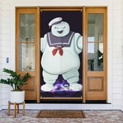 Ghostbusters Stay-Puft-Marshmallow Door Cover Decorated Banner Tapestry Home Decoration Holiday Party Supplies Door Banner Porch Sign Banner 72.8 x 35.4 Inch