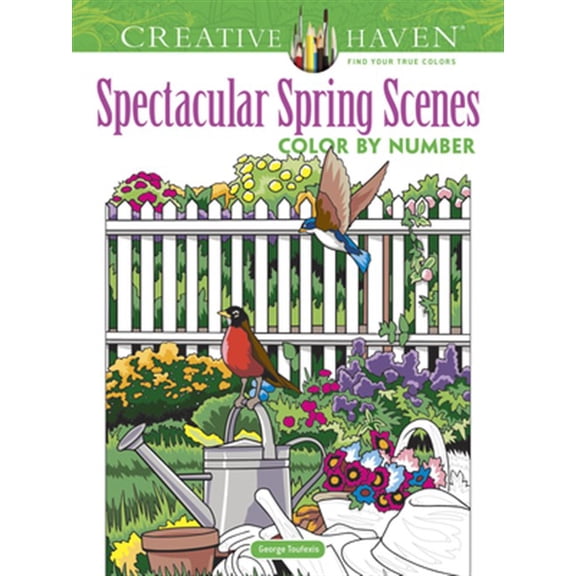 Pre-Owned Adult Coloring Books: Seasons Creative Haven Spectacular Spring Scenes Color by Number, (Paperback)