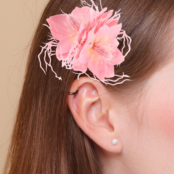 Raindrops 2 Pcs Hawaiian Hair Clip Plastic Pink Fashion Accessory for Women Social Occasions