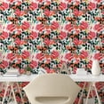 thumbnail image 2 of Ambesonne Rose Pattern Peel & Stick Wallpaper for Home, Garden of Romance Leaf, 13"x100", Pastel Pink Hunter Green, 2 of 5