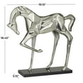 thumbnail image 3 of DecMode Aluminum Contemporary Prancing Horse Sculpture 19"W x 19"H, with Metallic Silver and High Sheen Black Finish, 3 of 8