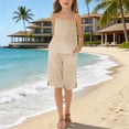 thumbnail image 2 of FAVIPT Kids 2 Piece Outfits Summer Sleeveless Spaghetti Strap Tank Top Straight Leg Short Pants Casual Solid Cute Beach Sets Beige,11 Years, 2 of 9