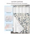 thumbnail image 4 of No Hook Shower Curtain with Snap-in Liner, Blue Teal Botanical Waterproof Fabric Bathroom Curtains, Rustic Country Spring Floral Summer Leaf Bath Curtains & Mesh Top Window Stand Up Stall 36"x72", 4 of 9