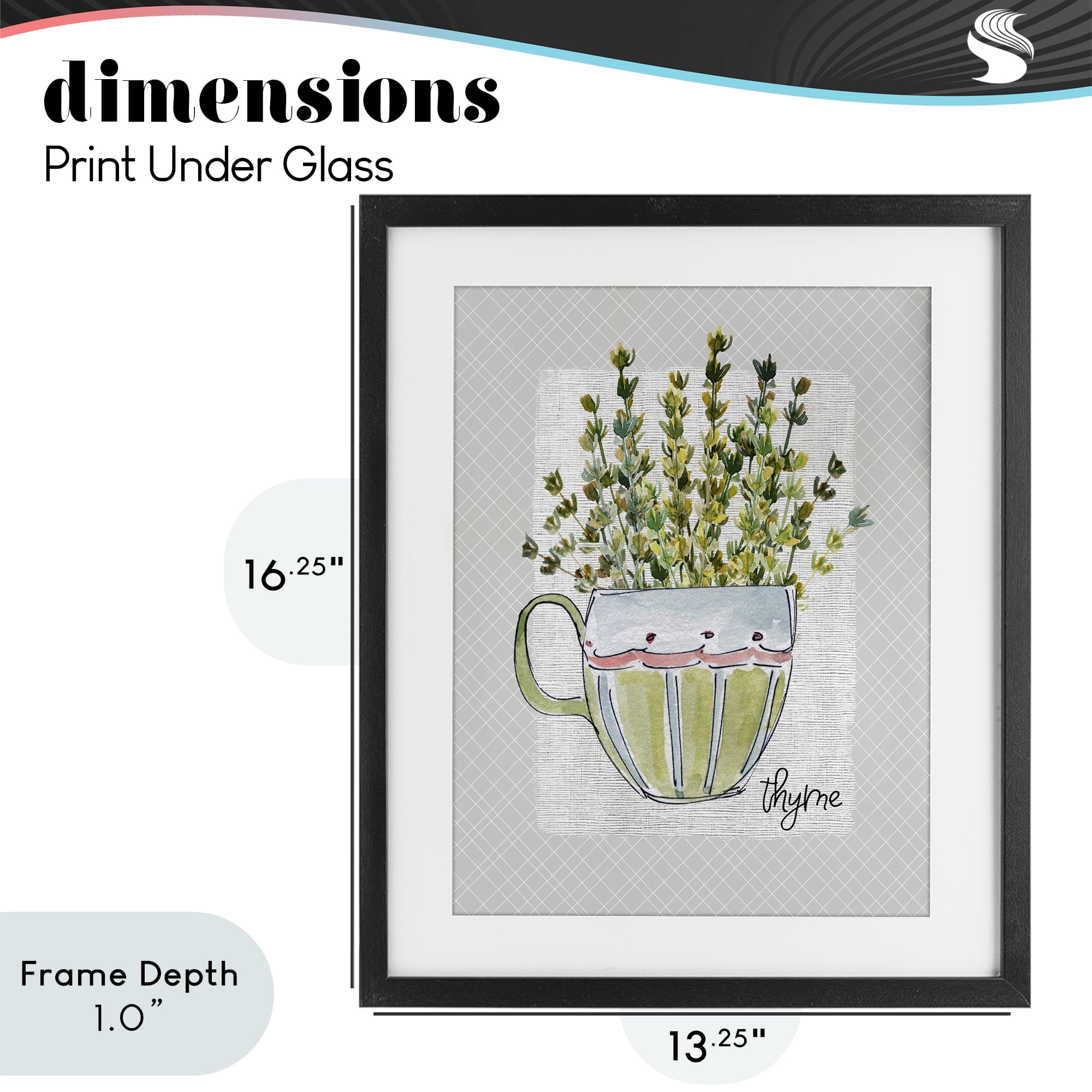 Stupell Industries Thyme Herb Mug Black Framed Print Under Glass, design by Livi Finn