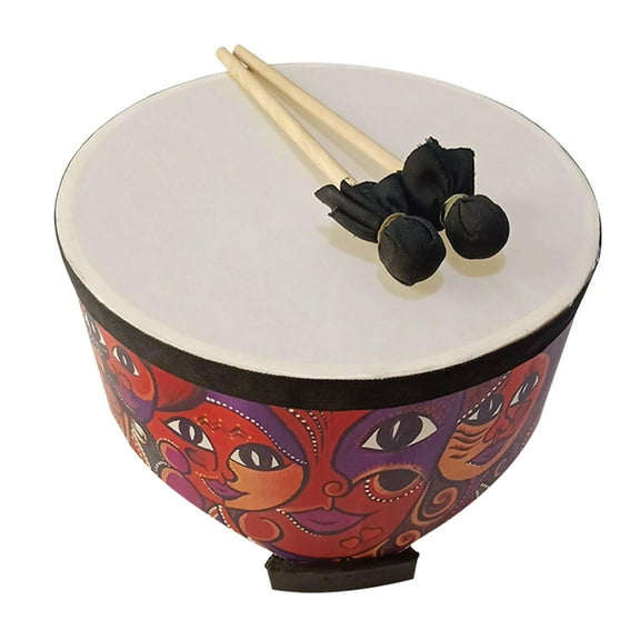 QccHieUs Wood Ground Drum Gift with 2 Mallets Educational Orff Percussion Rhythm Drum for 8inch